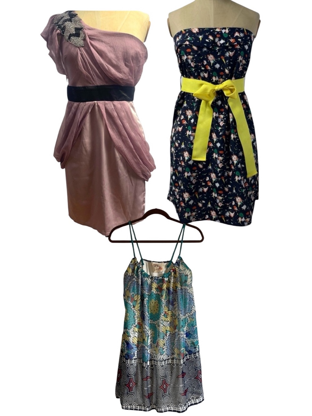 Y2K Dress Bundle Med LG Epilogue Debbie Rigo Boho Ditsy Floral Tube Blue Twee